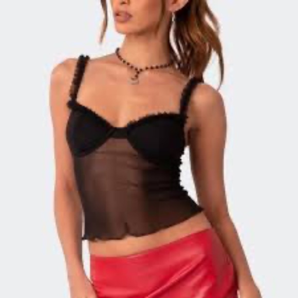 Edikted Mercy Sheer Mesh Bra Top black Small - Picture 1 of 15